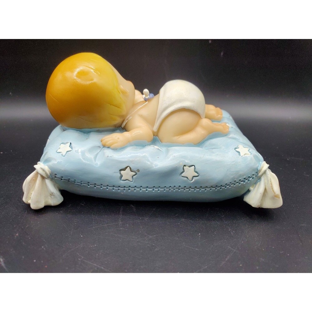 New In Box Baby Boy On Pillow Figurine By Turtle King Corporation Diaper Bottle - Picture 7 of 10